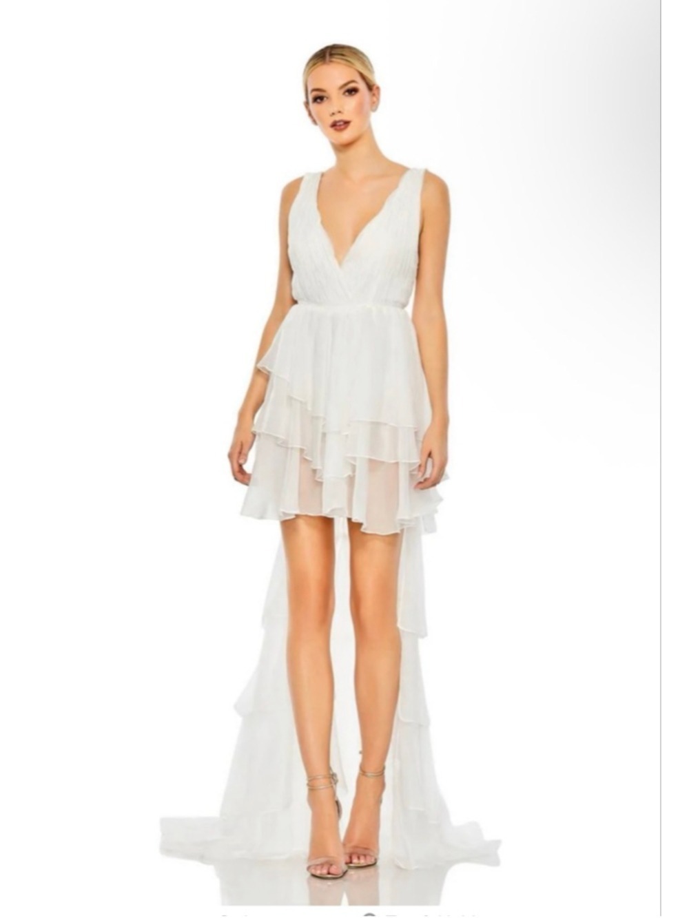 Women's Mac Duggal High Low Dress in White, Size 4